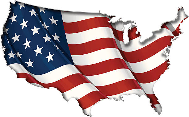 ilustrações de stock, clip art, desenhos animados e ícones de bandeira dos estados unidos-mapa sombra interna - american flag usa flag curve