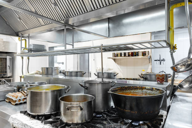 istock Kitchen appliances in professional kitchen in a modern restaurant 1585369619