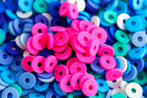 Blue and Pink polymer clay beads