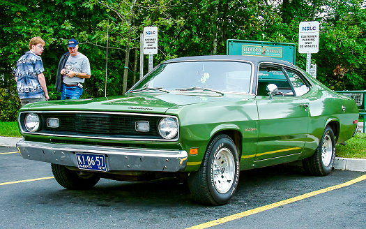 Bedford, Nova Scotia, Canada - September 18, 2005 : 1972 Plymouth Duster, Memory Lane Car Show at Bedford Place Mall, Bedford, NS, Canada.