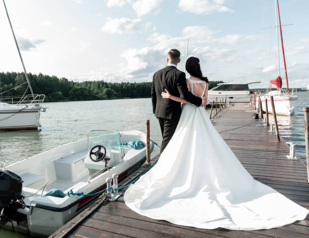 young bride on a boat. 