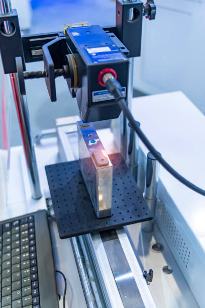 istock automatic machine measuring the voltage of Smart Battery pack for renewable green energy industry 1585377629