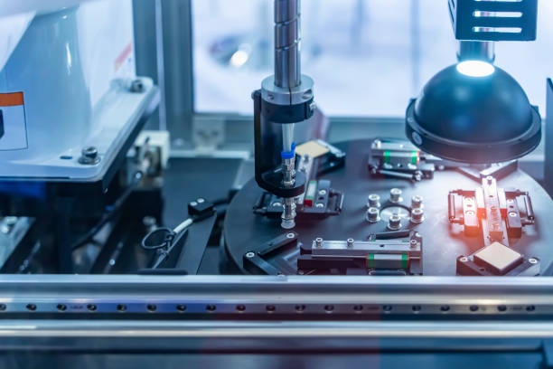 istock pneumatic piston sucker unit on industrial machine,automation compressed air production 1585378190