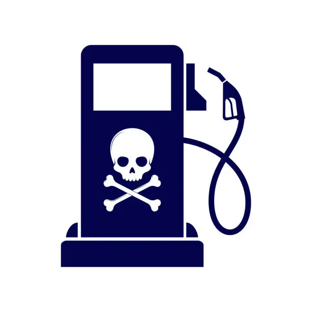 Vector illustration of Gas station with skull.