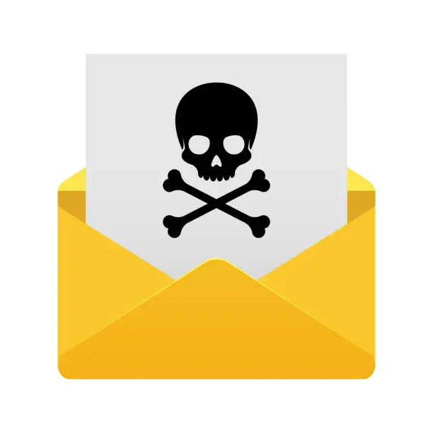 Vector illustration of Envelope with dangerous message.