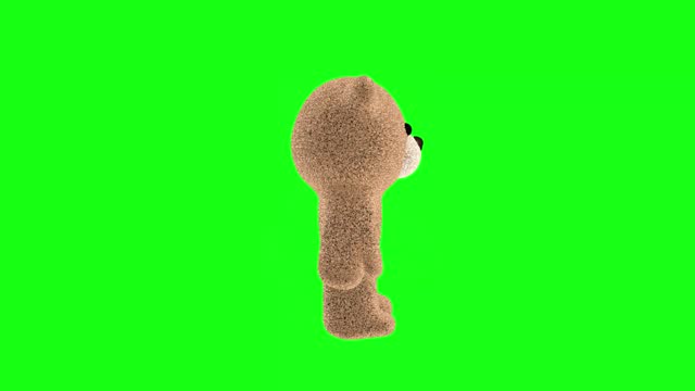 3D cartoon bear on a green screen, 3D animation. chroma key.