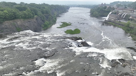 Cohoes Falls are one of the largest waterfalls east of the Rockies. In New York State, they are second only to Niagara Falls in width.