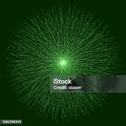 istock Green chaos lines originating in a single point 1585398349