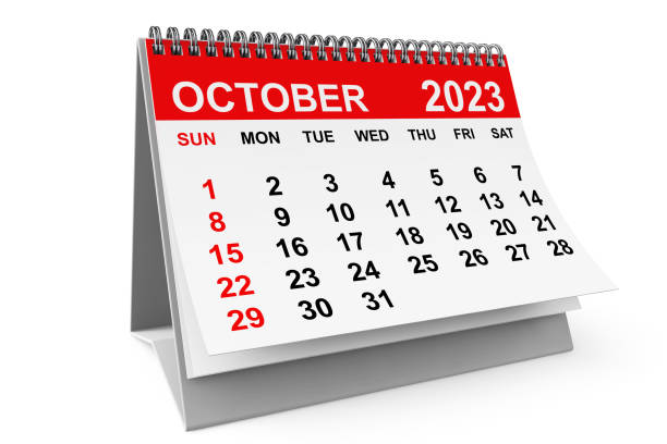 istock 2023 Year October Calendar. 3d rendering 1585399070
