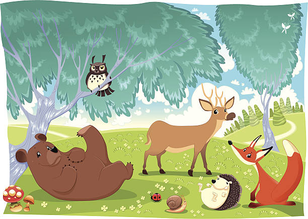 zwierząt w drewnie. - dzikie zwierzęta obrazy stock illustrations