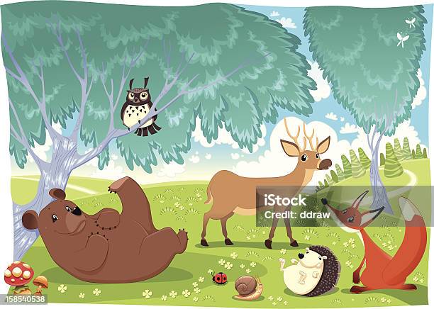 Animals In The Wood Stock Illustration - Download Image Now - Animal, Woodland, Forest