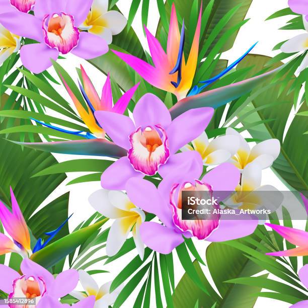 Tropical Pattern Bitmap Tropical Pattern Stock Illustration - Download Image Now - Abstract ...