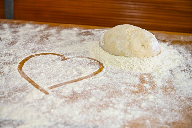 Flour dough to make artisan bread, with love