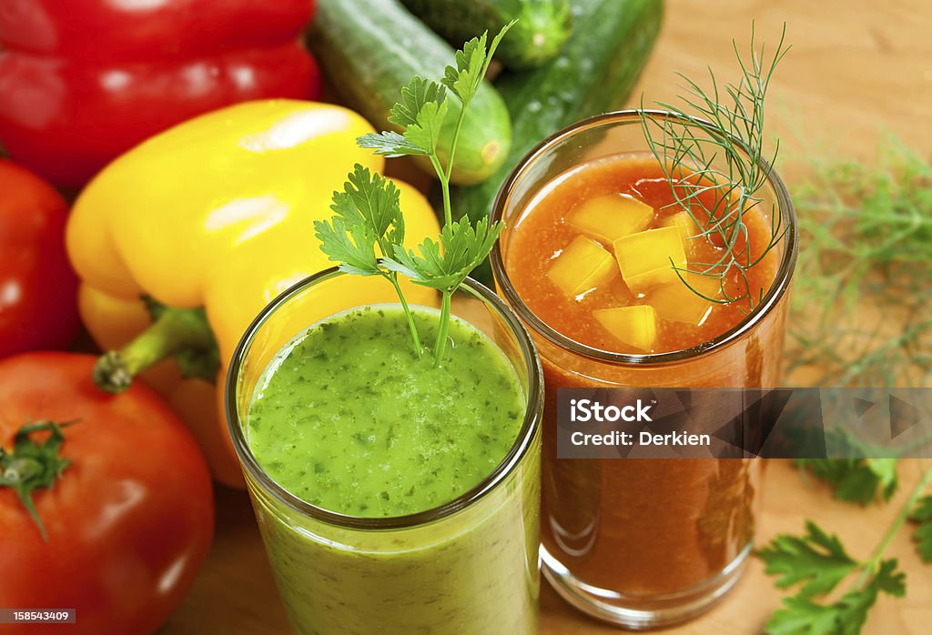 Healthy vegetable drink Healthy drink, vegetable juice, red and green Antioxidant Stock Photo
