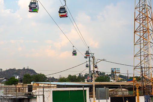 May 17th, 2023. Ecatepec, Estado de México, México.  Cable Car of the State of Mexico. With the drastic growth of the megalopolis of Mexico City and the State of Mexico, the government has chosen to implement the \