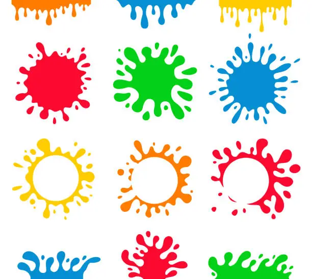 Vector illustration of Splash Blob Color Dye Paint Set. Grunge Vector. Advertising Bages.