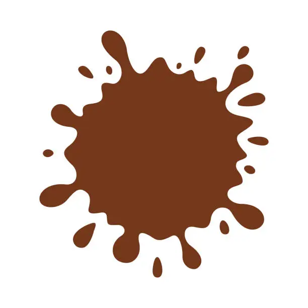 Vector illustration of Chocolate Caramel Splash Blob. Grunge Monochrome Vector. Advertising Bage.
