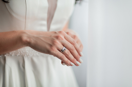 close up. girl bride in wedding dress. holidays and events