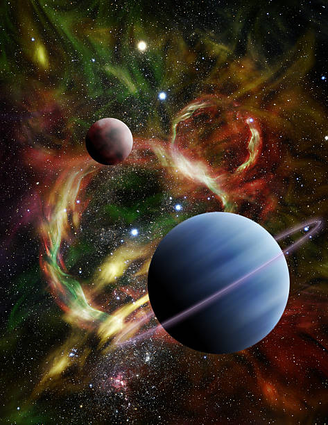 istock Illustration of Two Alien Planets in Space 158546070