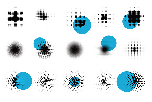 Vector Half Tone gradient polka dots textured circle pattern round background