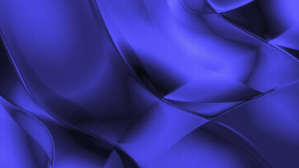 istock Abstract Smooth Blue Chromatic fluid waves, iridescent holographic foil, with LED Texture background  for branding and product presentation. High quality details 1585472512