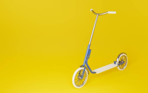 istock Vintage scooter 3D rendering on a yellow background 1585473015