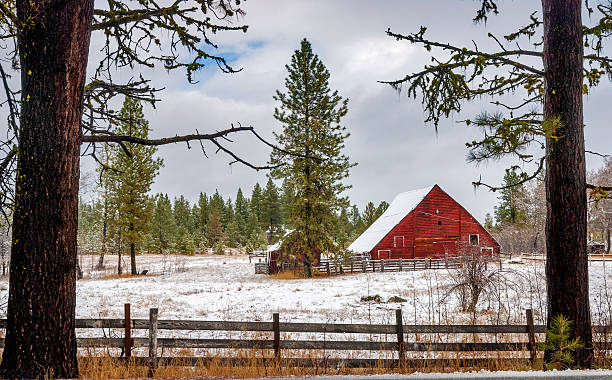 istock Red Barn in the forests 158548161