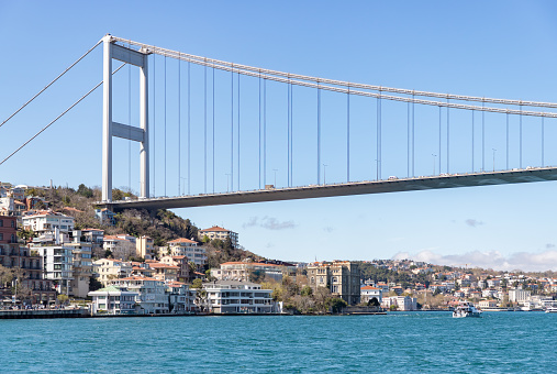 Istanbul, Turkey - April 8, 2023: A picture of the Fatih Sultan Mehmet Bridge.