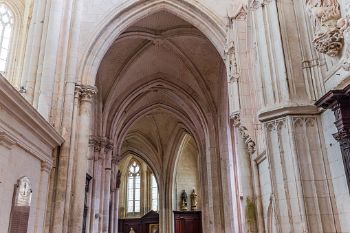 Saint Riquier, Somme, France, june 17, 2022 : lateral nave of the Saint Riquier abbey church