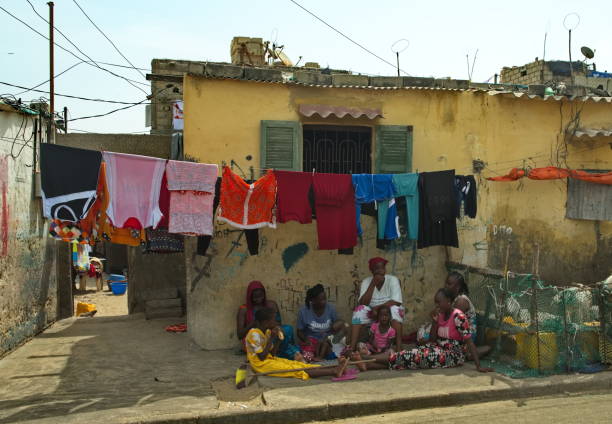 African woman looking down.