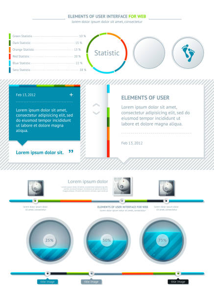 Elements of Infographics with buttons and menus vector art illustration