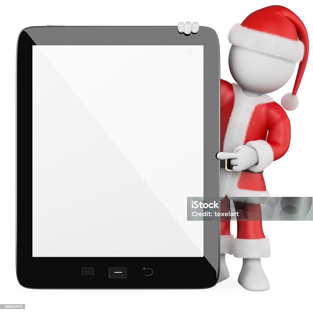 3 D branco pessoas. Pai Natal com um tablet em branco - Royalty-free Adulto Foto de stock