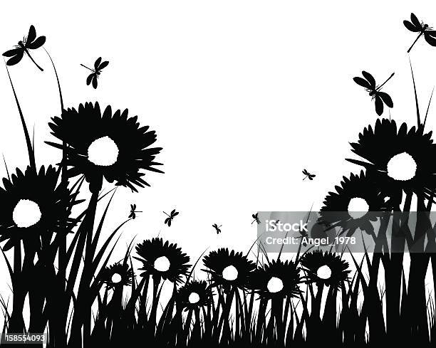 Meadow Silhouettes Vecteurs libres de droits et plus d'images vectorielles de Fleur - Flore - Fleur - Flore, Herbe, Illustration