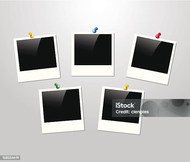 Ретро Polaroid Фото Рамка Набор — стоковая векторная графика и другие изображения на тему Прикалывать - Прикалывать, Чертёжная кнопка, Фотография