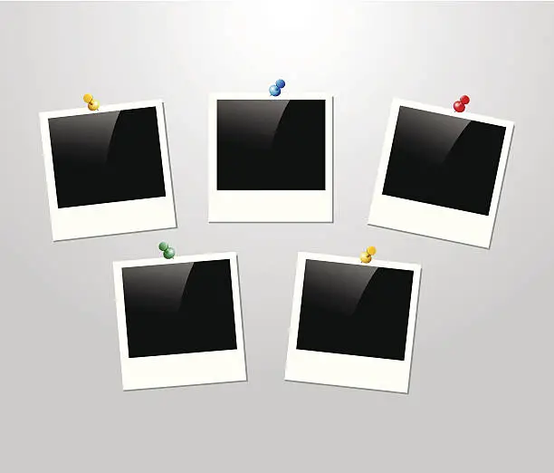 Vector illustration of Vintage polaroid photo frame set