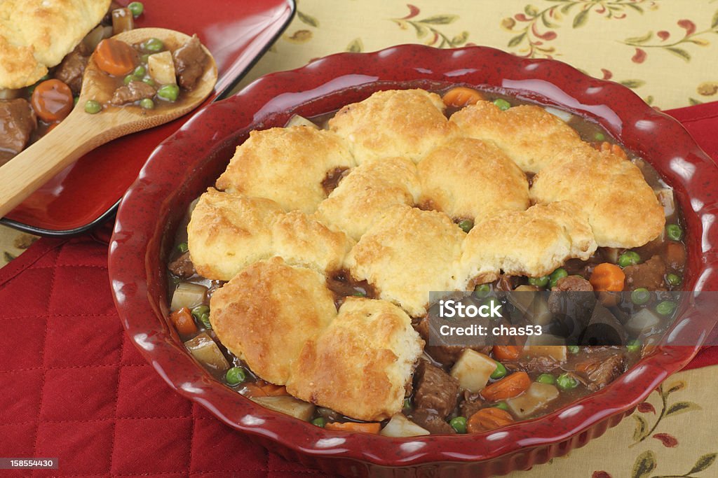 Beef Pot Pie Meal Beef and vegetable pot pie with biscuits Beef Stock Photo