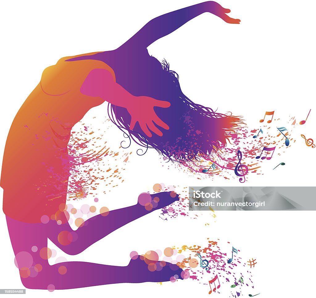Aktywna Młoda kobieta skoki. - Grafika wektorowa royalty-free (Nuta)