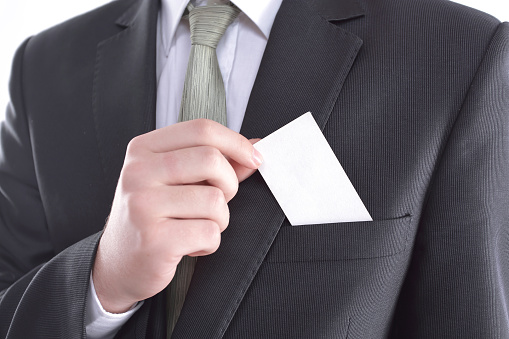 close up.businessman with a business card form. business concept