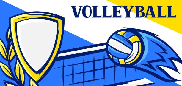 Vector illustration of Background with volleyball items. Sport club illustration.