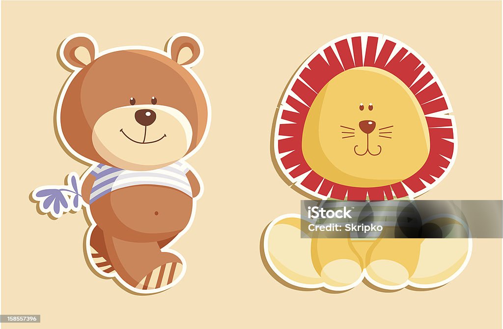 Bear et leon - clipart vectoriel de Anniversaire libre de droits