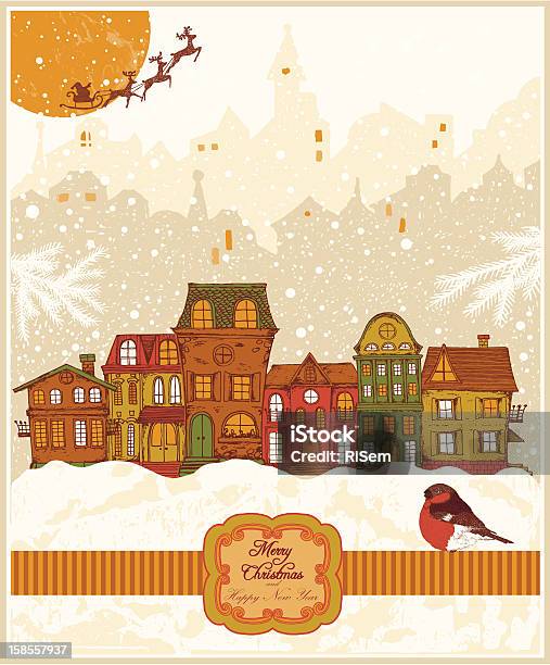 Christmas Town Stock Illustration - Download Image Now - House, Architecture, Bird