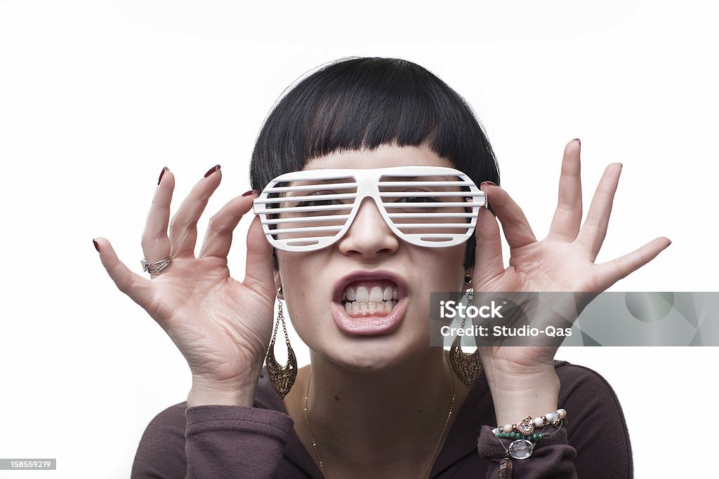 cool young woman with stylish shutter shades sunglasses 1970-1979 Stock Photo