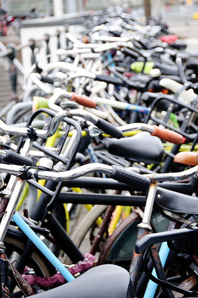 istock Bicycles parked along the street 158559552