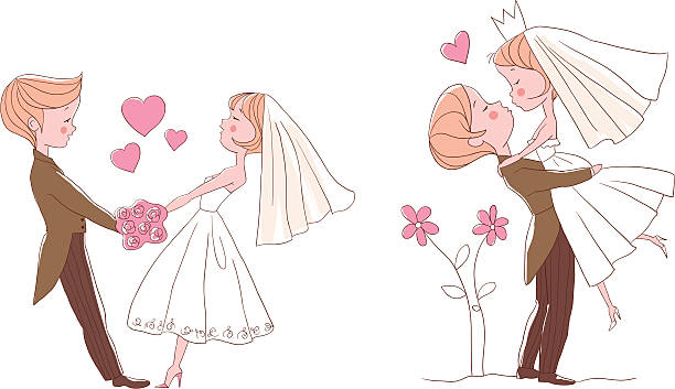 Hochzeit set: Braut und Bräutigam – Vektorgrafik