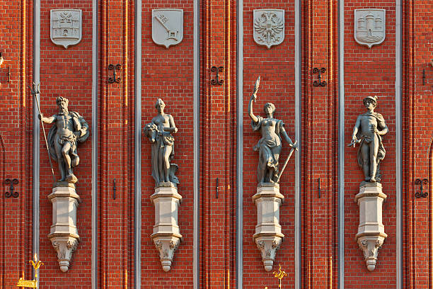 Facade detail on House of Blackheads, Riga stock photo