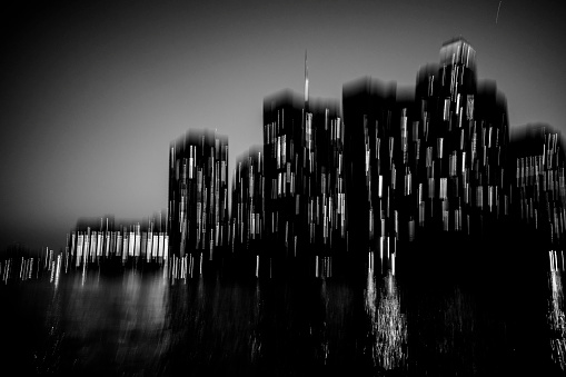 Toronto in black and white, blurred motion