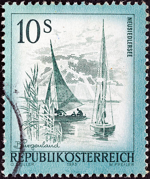 istock Austrian stamp shows Neusiedlersee lake (1973) 158562081
