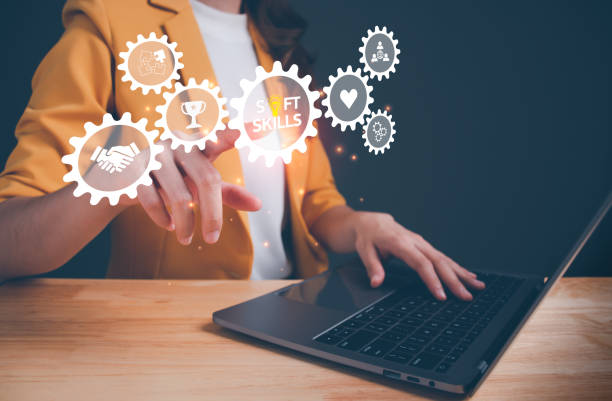 istock Power soft skills, multi skills responsibility HR human resources concept. personal attribute development, digital Personality, problem solving, adaptability, leadership, creativity, collaboration 1585622329