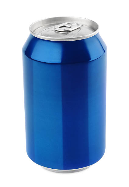 istock Blue aluminum can on white 158562347