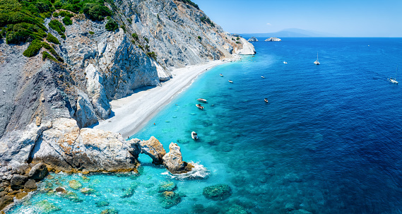 Sansone beach is a white pebbles beach considered one of the most beautiful on Elba, the biggest island of the Tuscan Archipelago.